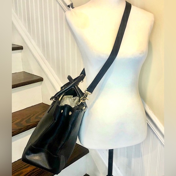 TORY BURCH Robinson Black Saffiano Leather Satchel Crossbody Shoulder Bag - Picture 16 of 16